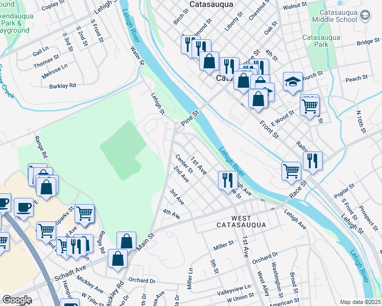 map of restaurants, bars, coffee shops, grocery stores, and more near 2301 North 1st Avenue in Whitehall