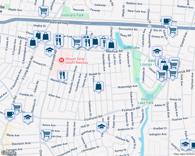 map of restaurants, bars, coffee shops, grocery stores, and more near 2458 Fortesque Avenue in Oceanside