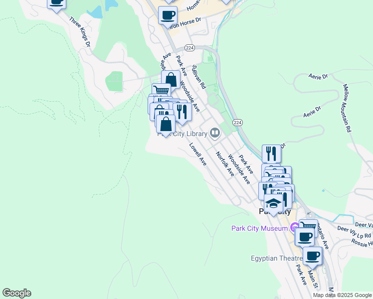 map of restaurants, bars, coffee shops, grocery stores, and more near 1252 Rothwell Road in Park City