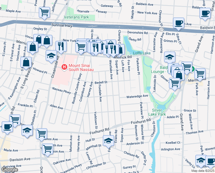 map of restaurants, bars, coffee shops, grocery stores, and more near 2458 Fortesque Avenue in Oceanside