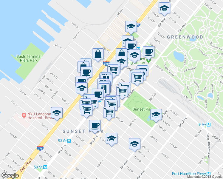 map of restaurants, bars, coffee shops, grocery stores, and more near in Brooklyn