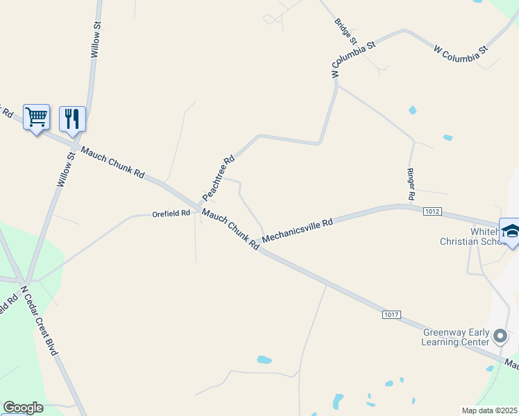 map of restaurants, bars, coffee shops, grocery stores, and more near 2949 Victoria Lane in Allentown