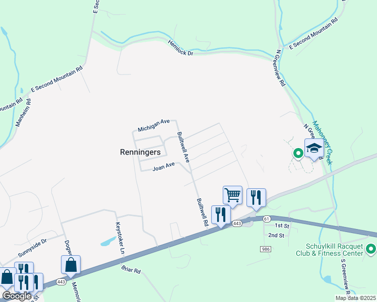 map of restaurants, bars, coffee shops, grocery stores, and more near 12 Jane Avenue in Schuylkill Haven