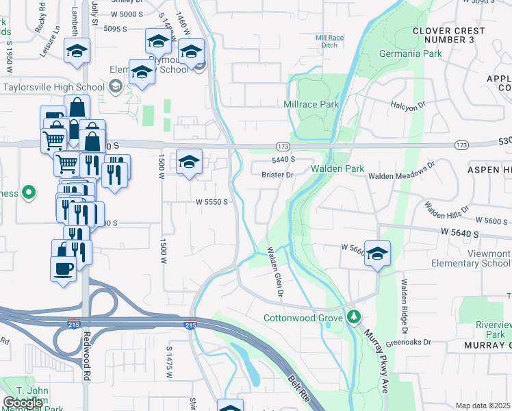 map of restaurants, bars, coffee shops, grocery stores, and more near West Edgeberry Drive in Murray