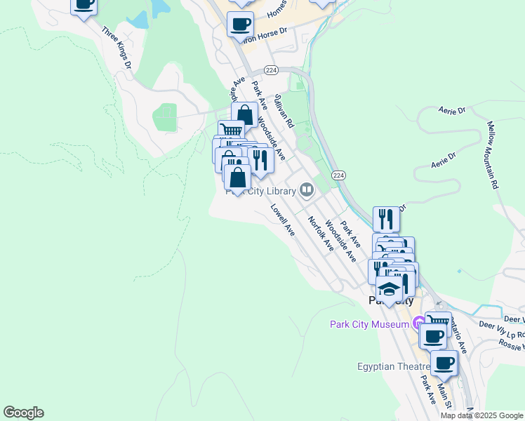 map of restaurants, bars, coffee shops, grocery stores, and more near in Park City