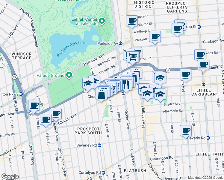 map of restaurants, bars, coffee shops, grocery stores, and more near 142 Saint Pauls Place in Brooklyn