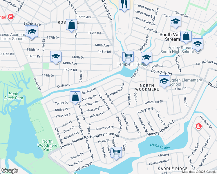 map of restaurants, bars, coffee shops, grocery stores, and more near 834 Fanwood Avenue in Valley Stream