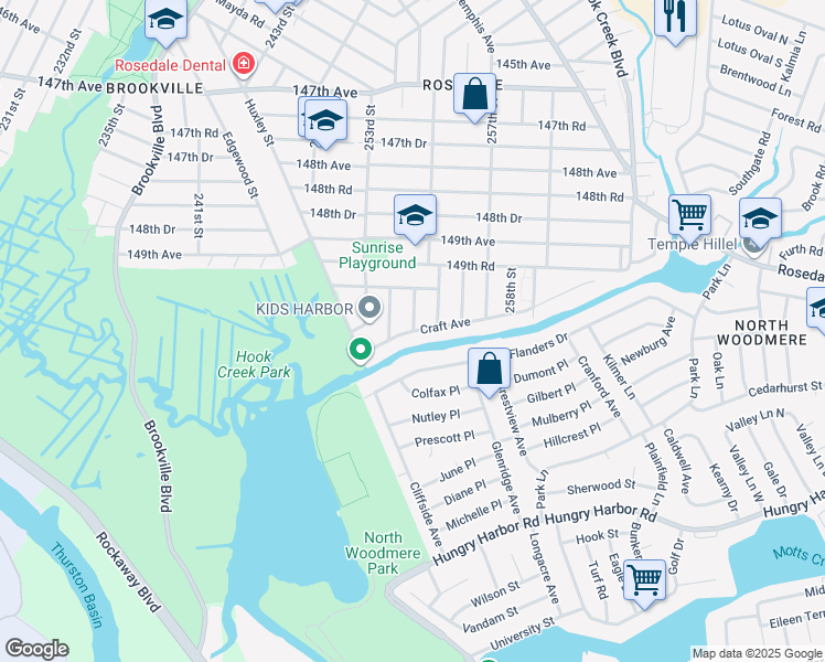 map of restaurants, bars, coffee shops, grocery stores, and more near 254-6 Craft Avenue in Queens