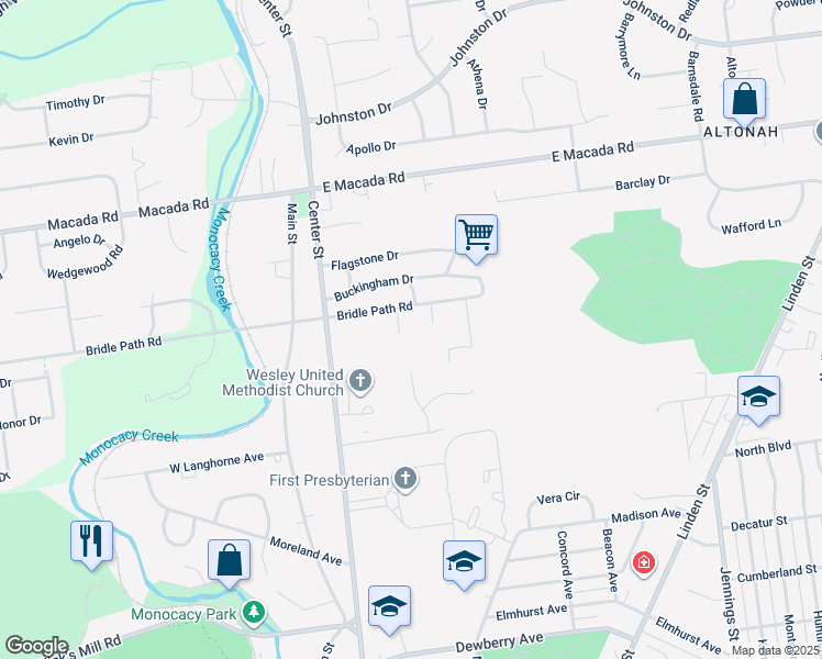 map of restaurants, bars, coffee shops, grocery stores, and more near 2734 Briarwood Place in Bethlehem