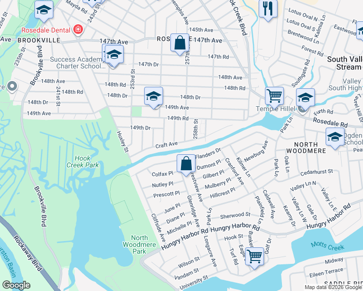 map of restaurants, bars, coffee shops, grocery stores, and more near 127 Hendrickson Avenue in Valley Stream