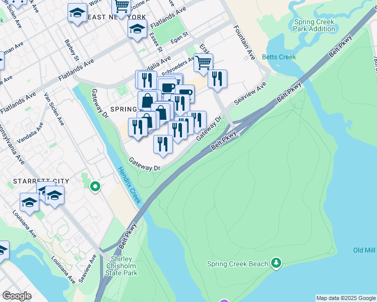 map of restaurants, bars, coffee shops, grocery stores, and more near 369 Gateway Drive in Brooklyn
