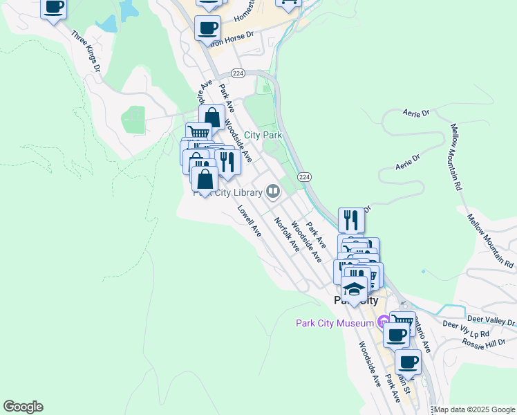 map of restaurants, bars, coffee shops, grocery stores, and more near 1212 Empire Avenue in Park City