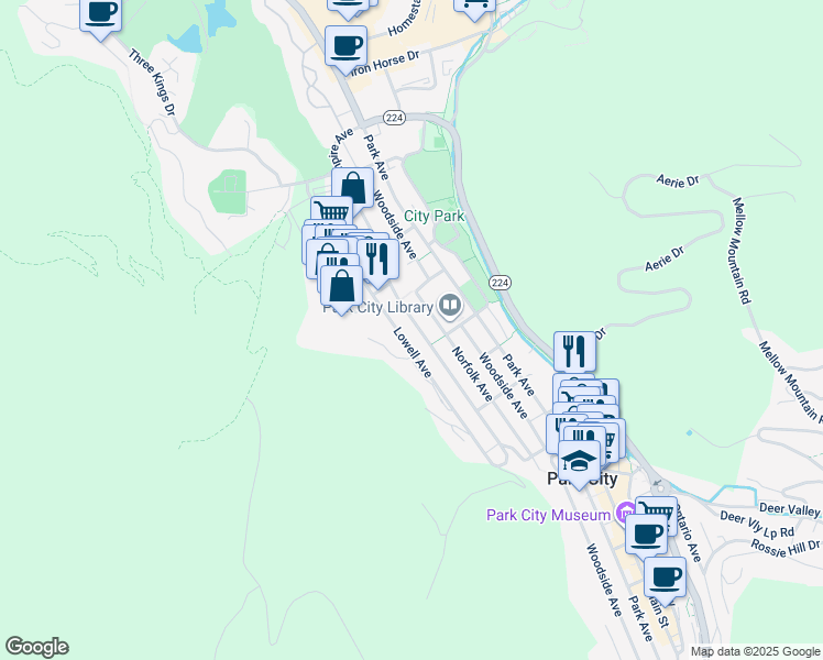 map of restaurants, bars, coffee shops, grocery stores, and more near 1255 Empire Avenue in Kamas