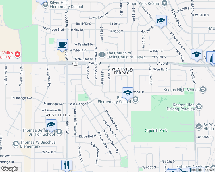 map of restaurants, bars, coffee shops, grocery stores, and more near 5568 South 5340 West in Kearns