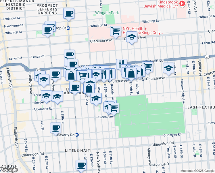 map of restaurants, bars, coffee shops, grocery stores, and more near 974 Brooklyn Avenue in Brooklyn