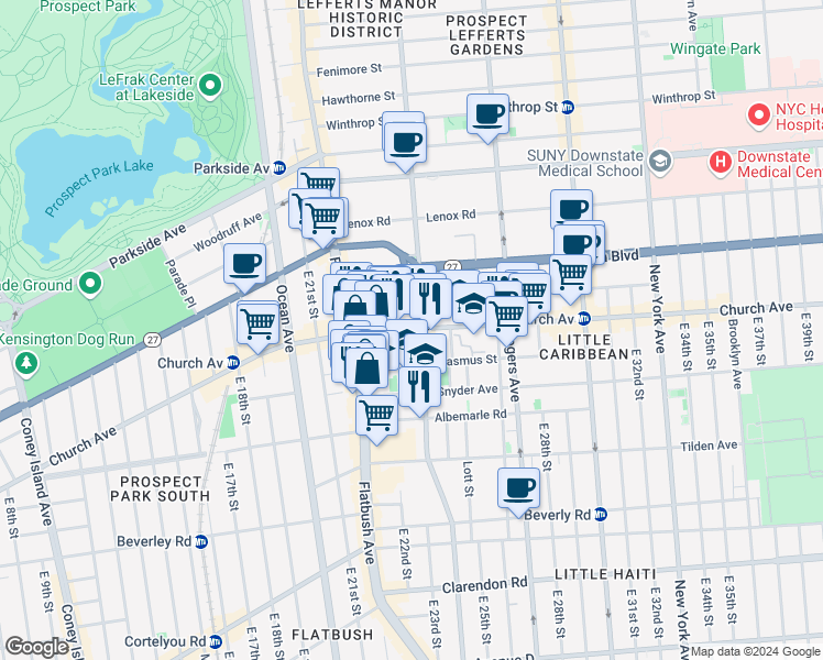 map of restaurants, bars, coffee shops, grocery stores, and more near in Brooklyn