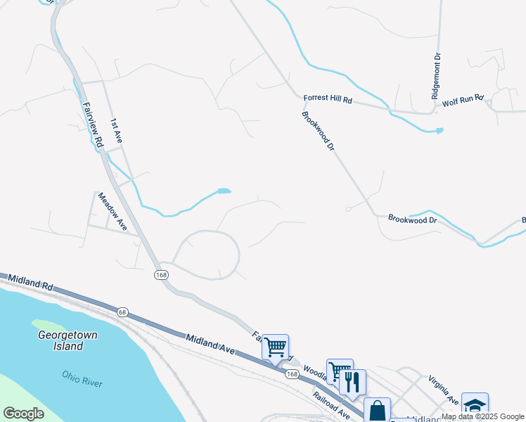 map of restaurants, bars, coffee shops, grocery stores, and more near 1 Midcrest Homes in Midland