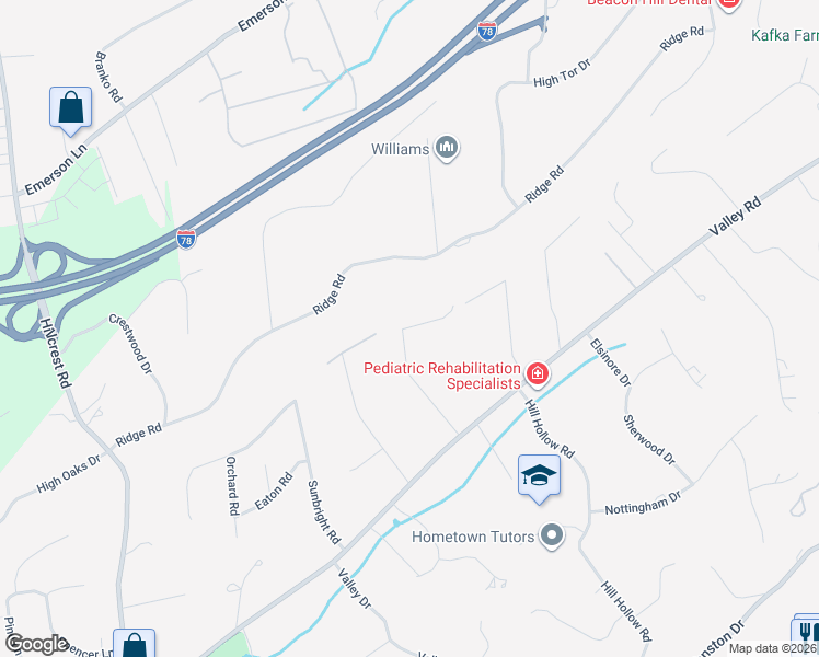 map of restaurants, bars, coffee shops, grocery stores, and more near 81 Century Lane in Watchung