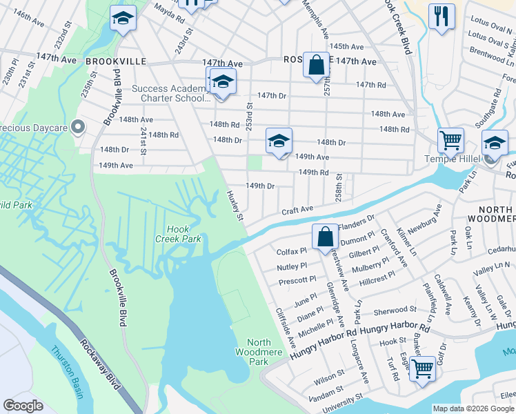 map of restaurants, bars, coffee shops, grocery stores, and more near 254-6 Craft Avenue in Queens