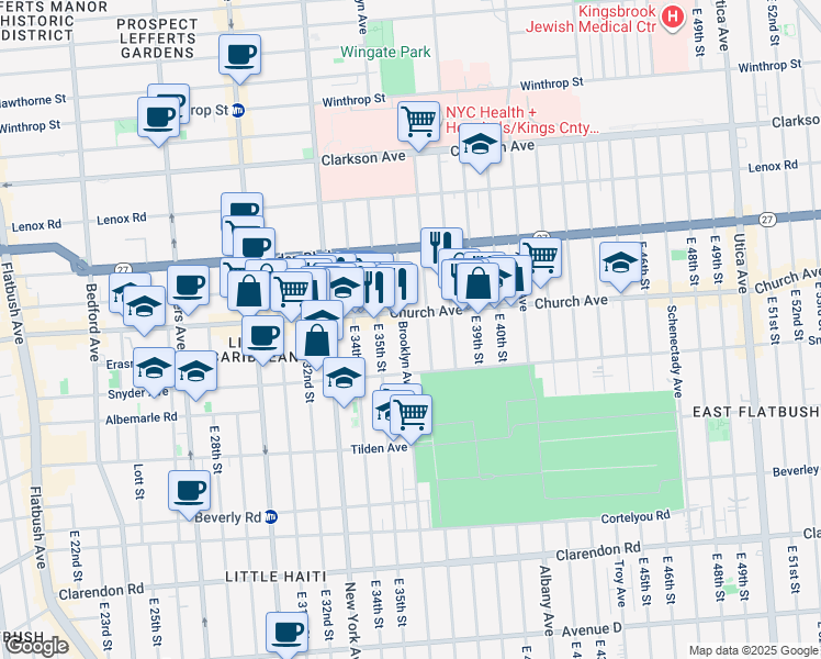 map of restaurants, bars, coffee shops, grocery stores, and more near 974 Brooklyn Avenue in Brooklyn