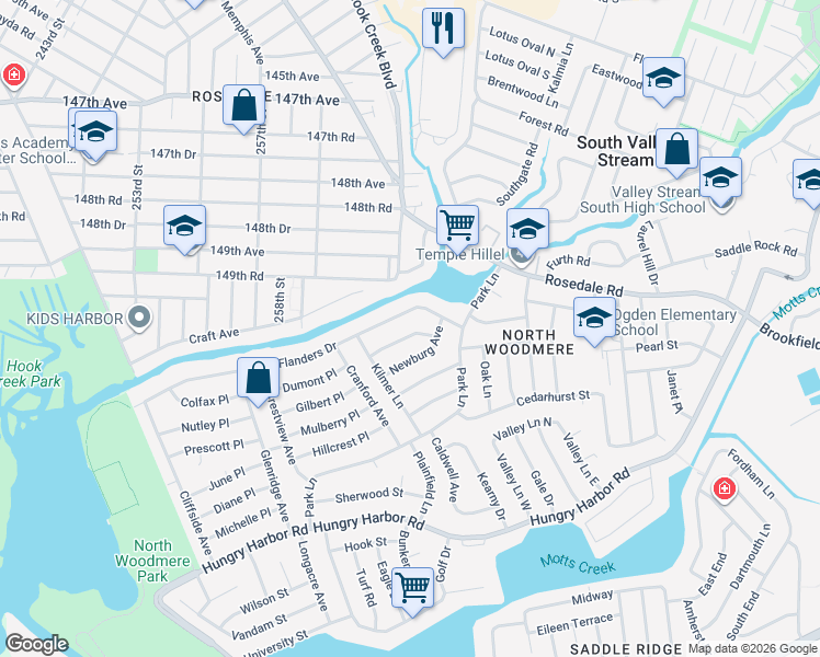 map of restaurants, bars, coffee shops, grocery stores, and more near 834 Fanwood Avenue in Valley Stream