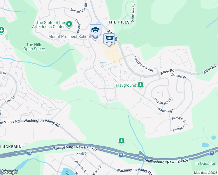 map of restaurants, bars, coffee shops, grocery stores, and more near 1 Honeyman Road in Basking Ridge