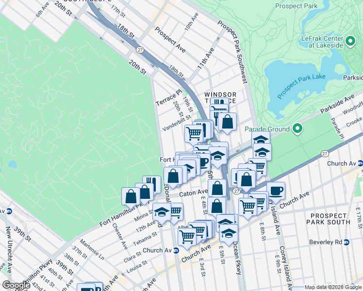 map of restaurants, bars, coffee shops, grocery stores, and more near in Brooklyn