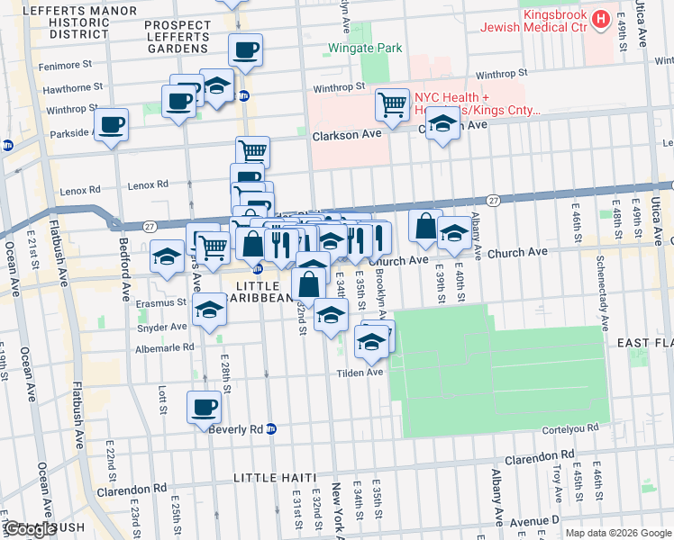 map of restaurants, bars, coffee shops, grocery stores, and more near in Brooklyn