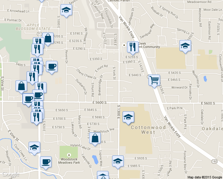 map of restaurants, bars, coffee shops, grocery stores, and more near 1256 East Darby Circle in Salt Lake City