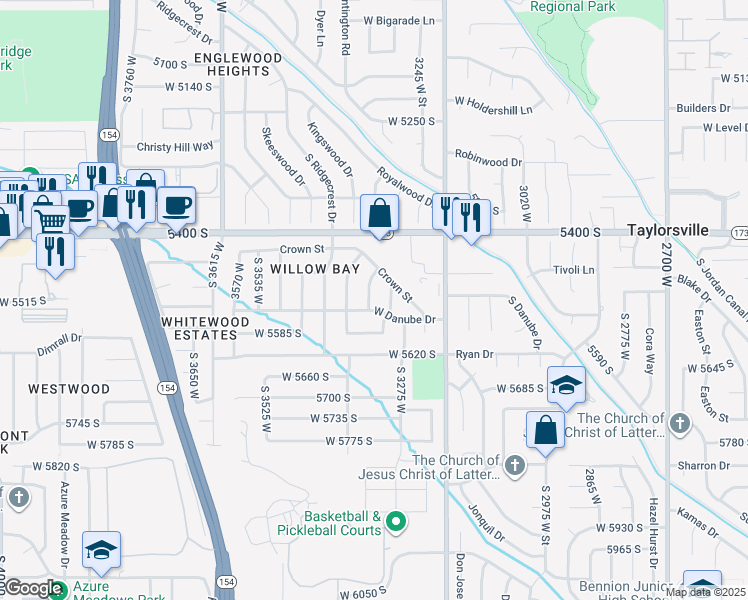 map of restaurants, bars, coffee shops, grocery stores, and more near 5523 South 3320 West in Salt Lake City