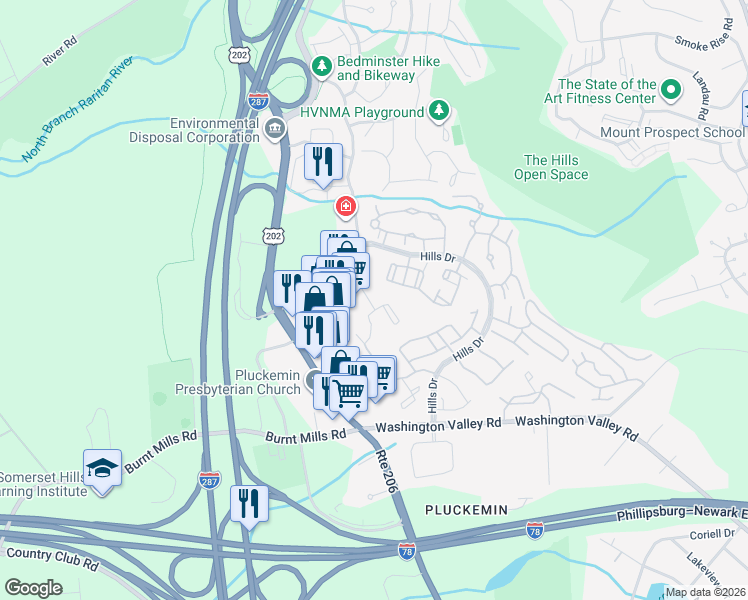 map of restaurants, bars, coffee shops, grocery stores, and more near 37 Tansy Court in Bedminster