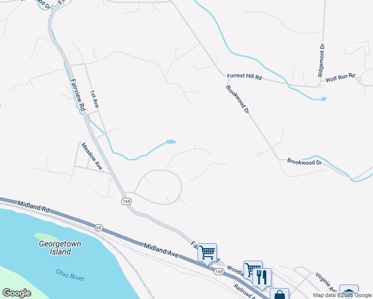 map of restaurants, bars, coffee shops, grocery stores, and more near 1 Midcrest Homes in Midland