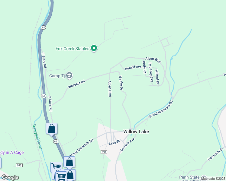 map of restaurants, bars, coffee shops, grocery stores, and more near 4th Street in Pottsville