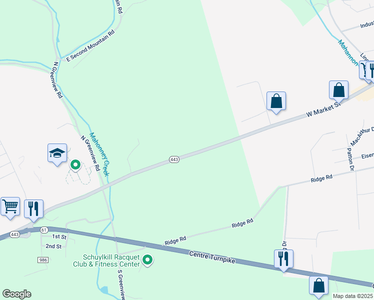map of restaurants, bars, coffee shops, grocery stores, and more near 960 West Market Street in Schuylkill Haven