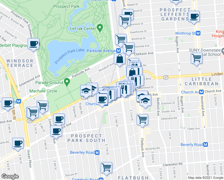 map of restaurants, bars, coffee shops, grocery stores, and more near in Brooklyn