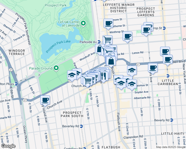 map of restaurants, bars, coffee shops, grocery stores, and more near 1 Saint Pauls Court in Brooklyn