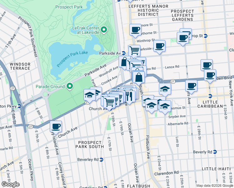 map of restaurants, bars, coffee shops, grocery stores, and more near in Brooklyn