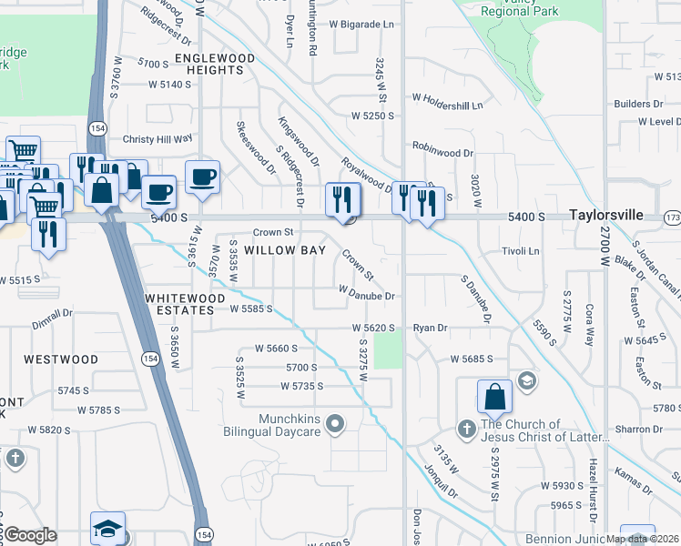 map of restaurants, bars, coffee shops, grocery stores, and more near 5513 South 3320 West in Salt Lake City