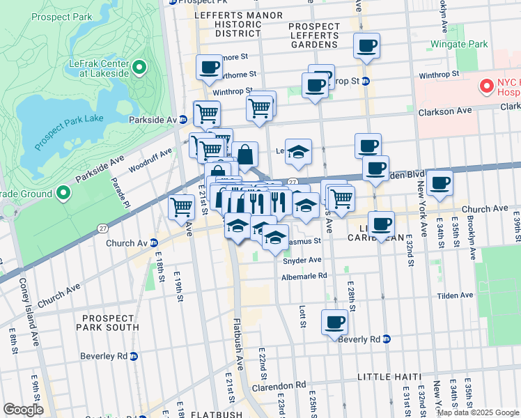 map of restaurants, bars, coffee shops, grocery stores, and more near 83 Martense Street in Brooklyn