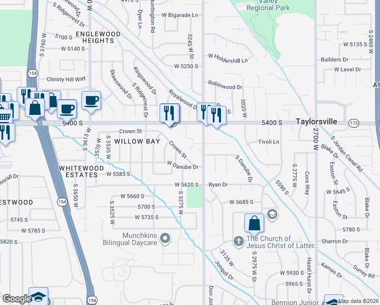 map of restaurants, bars, coffee shops, grocery stores, and more near 5492 South 3200 West in Salt Lake City