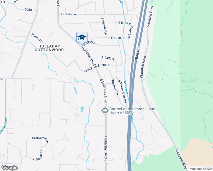 map of restaurants, bars, coffee shops, grocery stores, and more near 2836 East 5495 South in Holladay