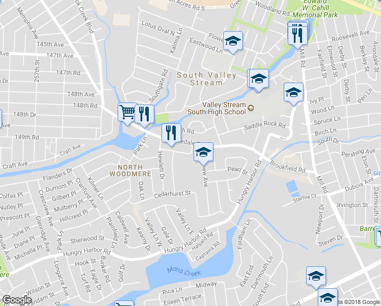 map of restaurants, bars, coffee shops, grocery stores, and more near 828 Lawrence Court in Valley Stream
