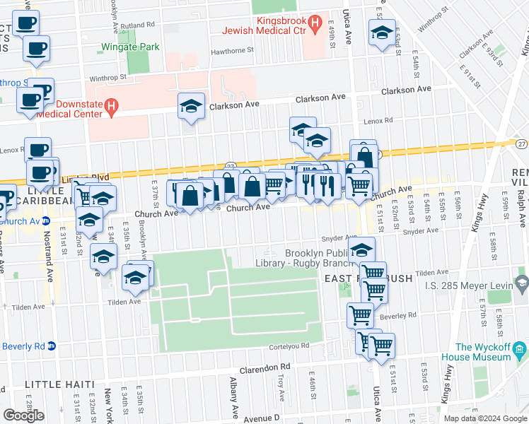 map of restaurants, bars, coffee shops, grocery stores, and more near in Brooklyn