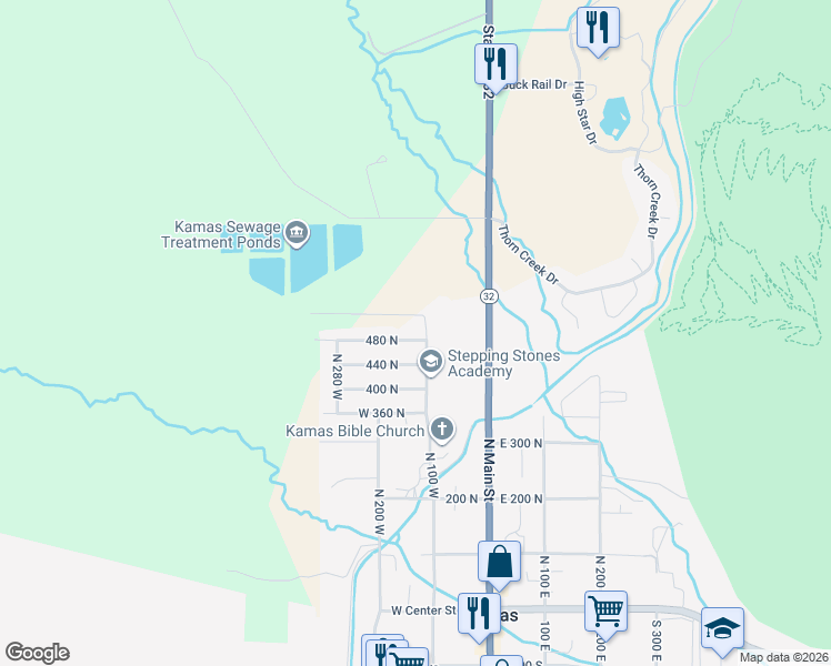 map of restaurants, bars, coffee shops, grocery stores, and more near 122 480 North in Kamas