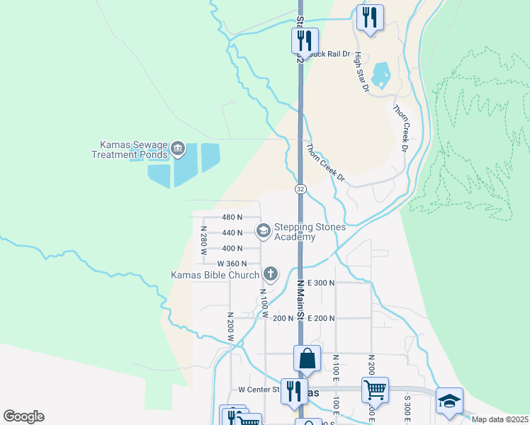 map of restaurants, bars, coffee shops, grocery stores, and more near 122 480 North in Kamas