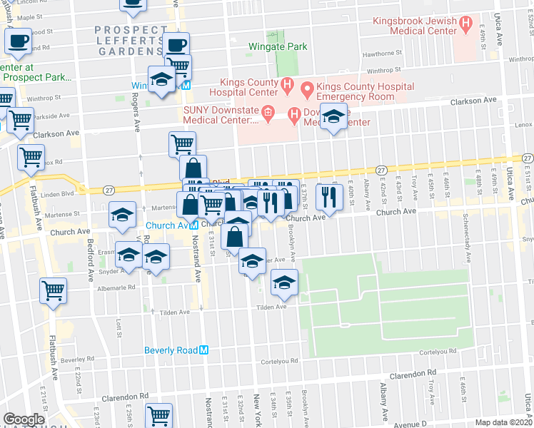map of restaurants, bars, coffee shops, grocery stores, and more near in Brooklyn