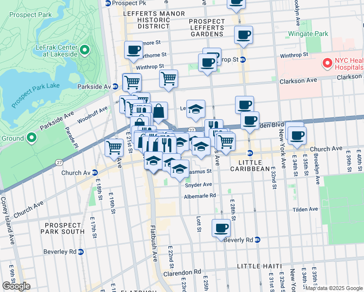 map of restaurants, bars, coffee shops, grocery stores, and more near 83 Martense Street in Brooklyn