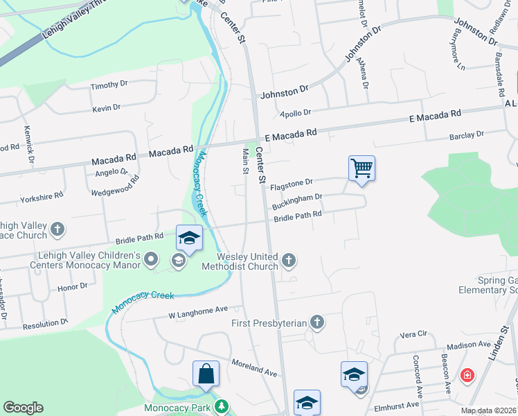 map of restaurants, bars, coffee shops, grocery stores, and more near 2854 Main Street in Bethlehem