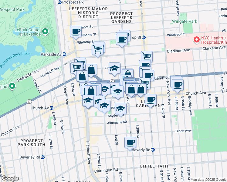 map of restaurants, bars, coffee shops, grocery stores, and more near 130 Martense Street in Brooklyn