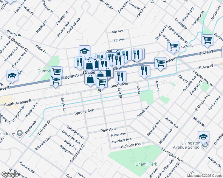 map of restaurants, bars, coffee shops, grocery stores, and more near in Garwood